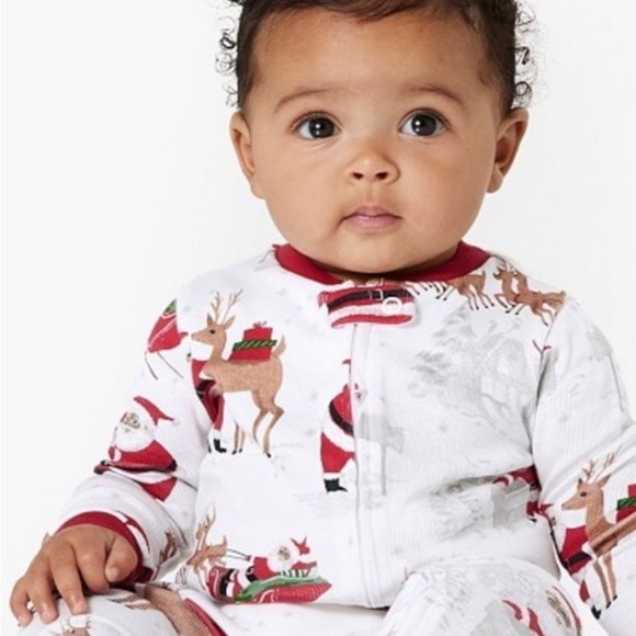 POTTERY BARN HOLIDAY HERITAGE SANTA ORGANIC NURSERY PAJAMA ONSIE SIZE 3-6M NWT - Picture 7 of 8